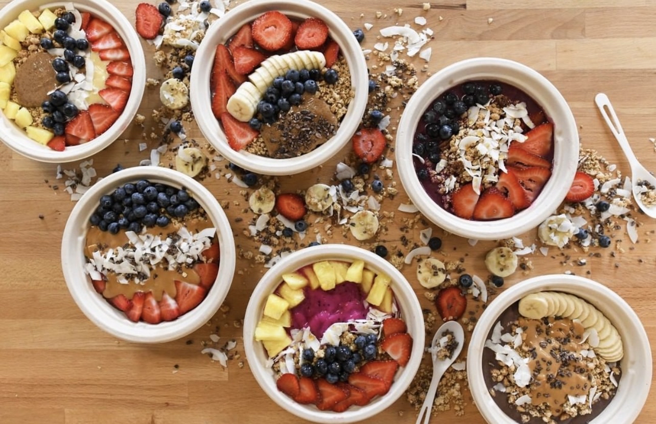 Smoothie bowls photographed from above 