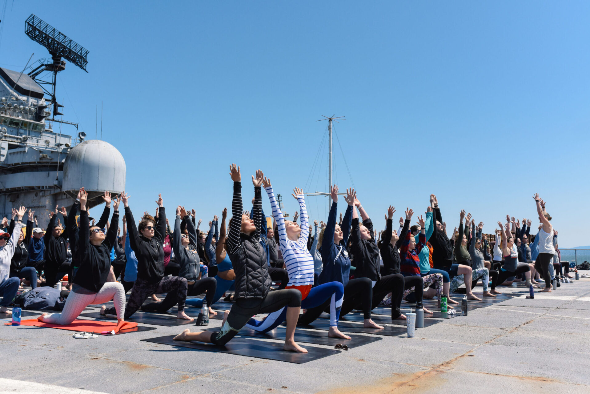 Veterans yoga project - yoga on aircraft carrier